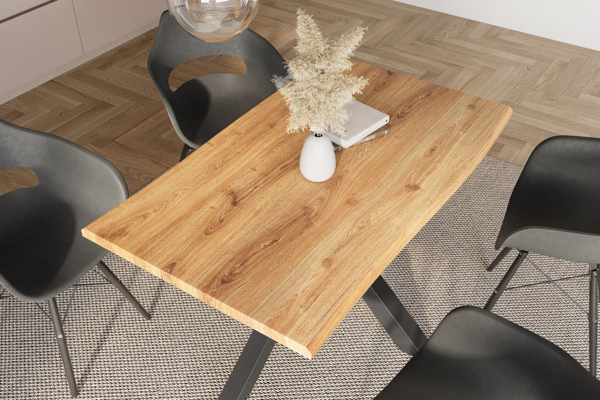 #140x80 #holzwildeiche-optik #spider-gestellschwarz