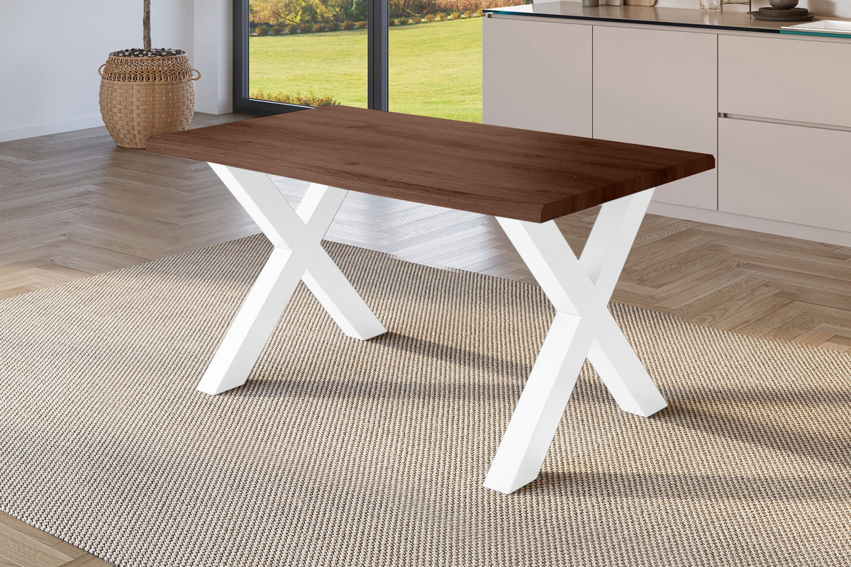 #140x80 #holznussbaum-optik #x-gestellweiß