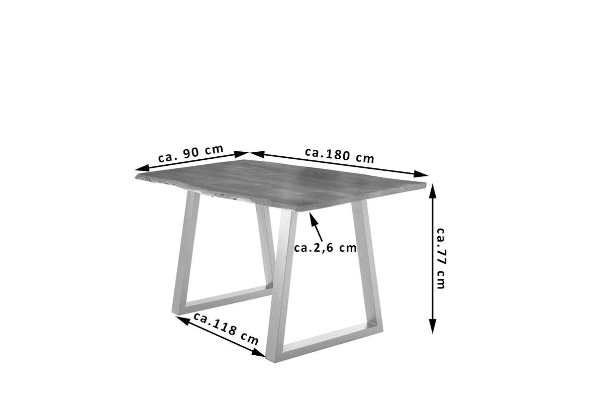 #180x90 #nussbaumfarben #v-gestellsilber