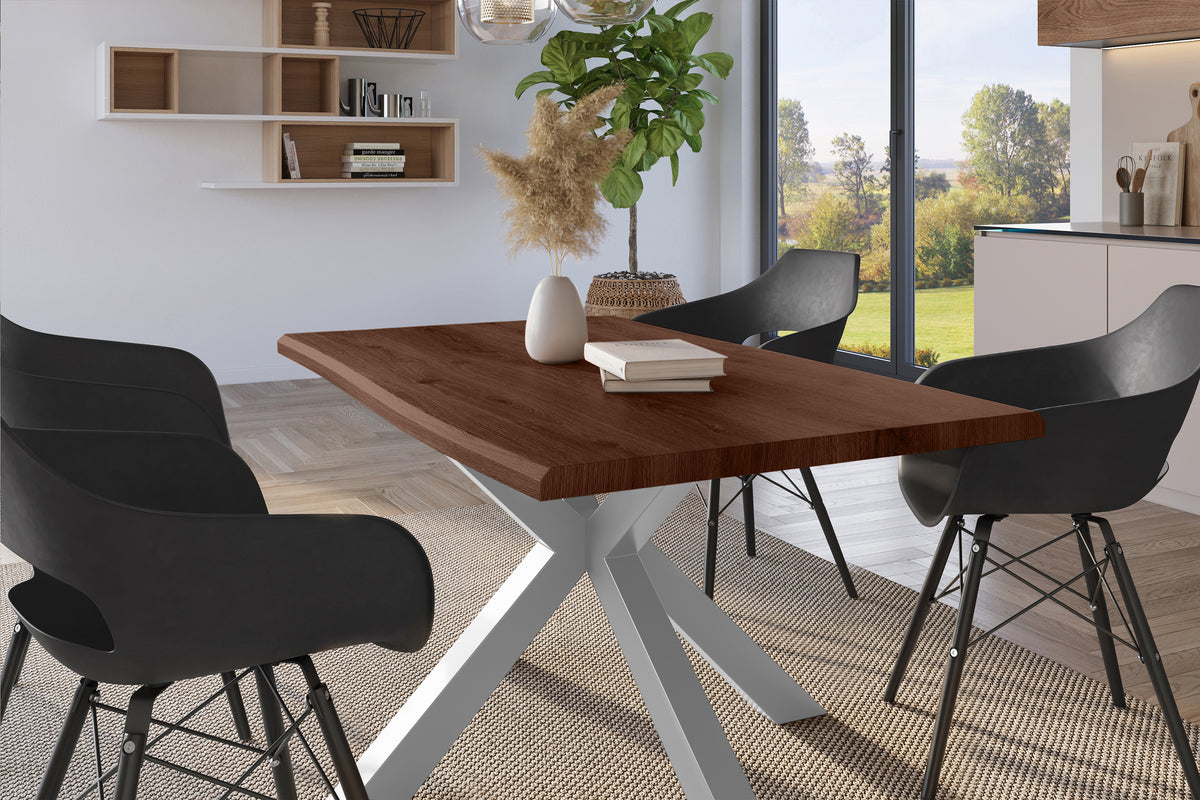 #120x80 #holznussbaum-optik #spider-gestellsilber