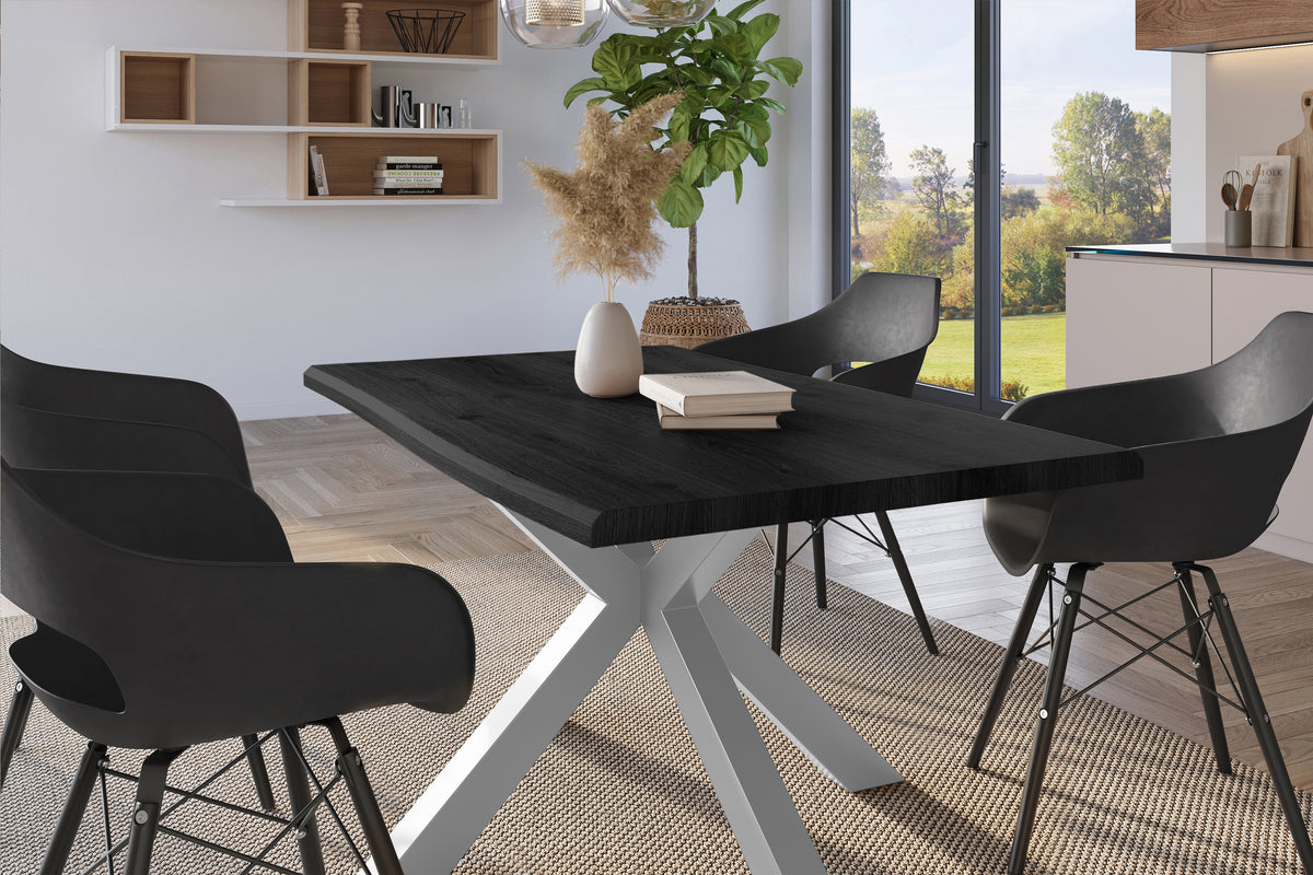 #140x80 #holzgrau-optik #spider-gestellsilber