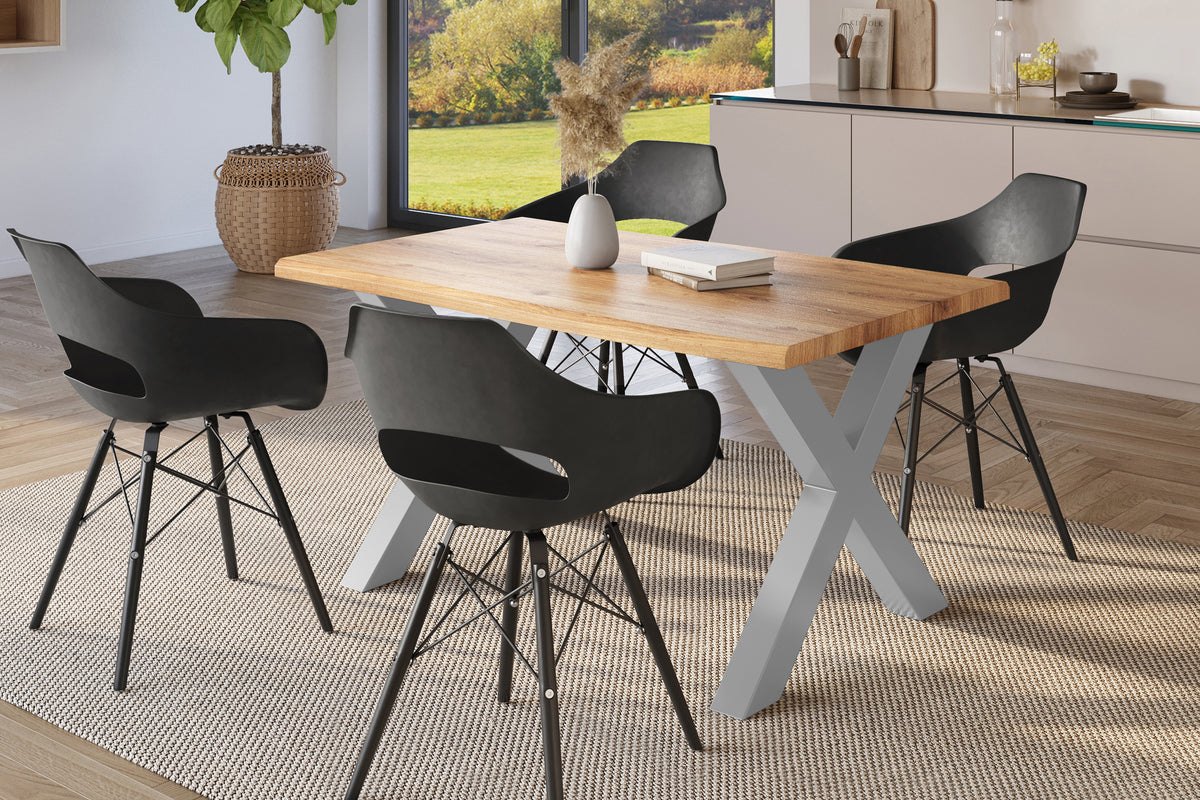 #140x80 #holzwildeiche-optik #x-gestellsilber