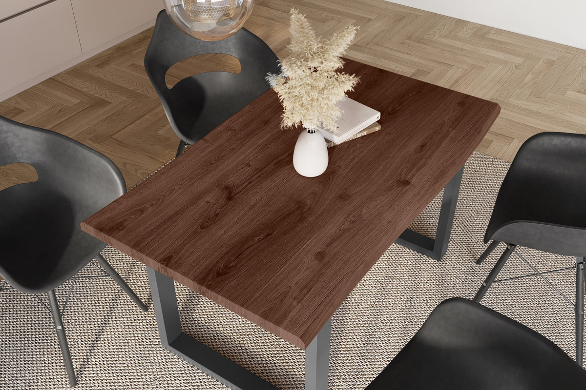 #140x80 #holznussbaum-optik #u-gestellschwarz