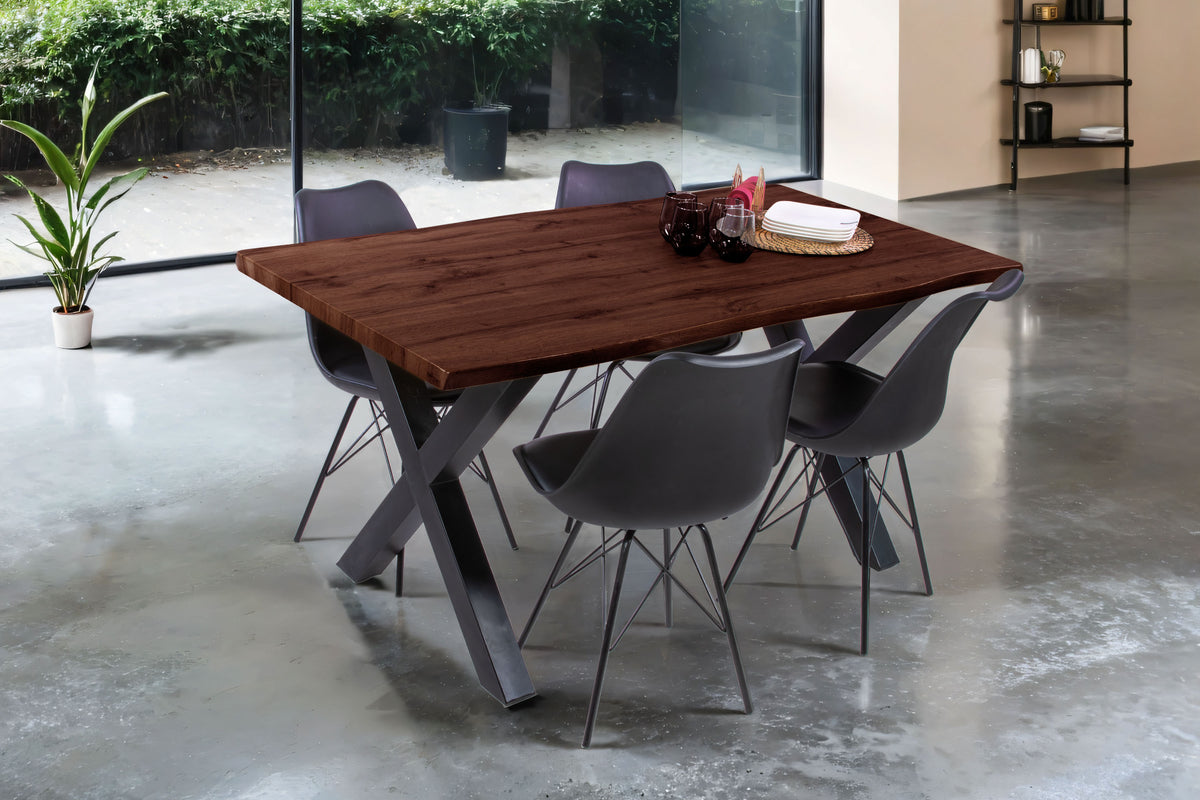 #160x85 #holznussbaum-optik #x-gestellschwarz
