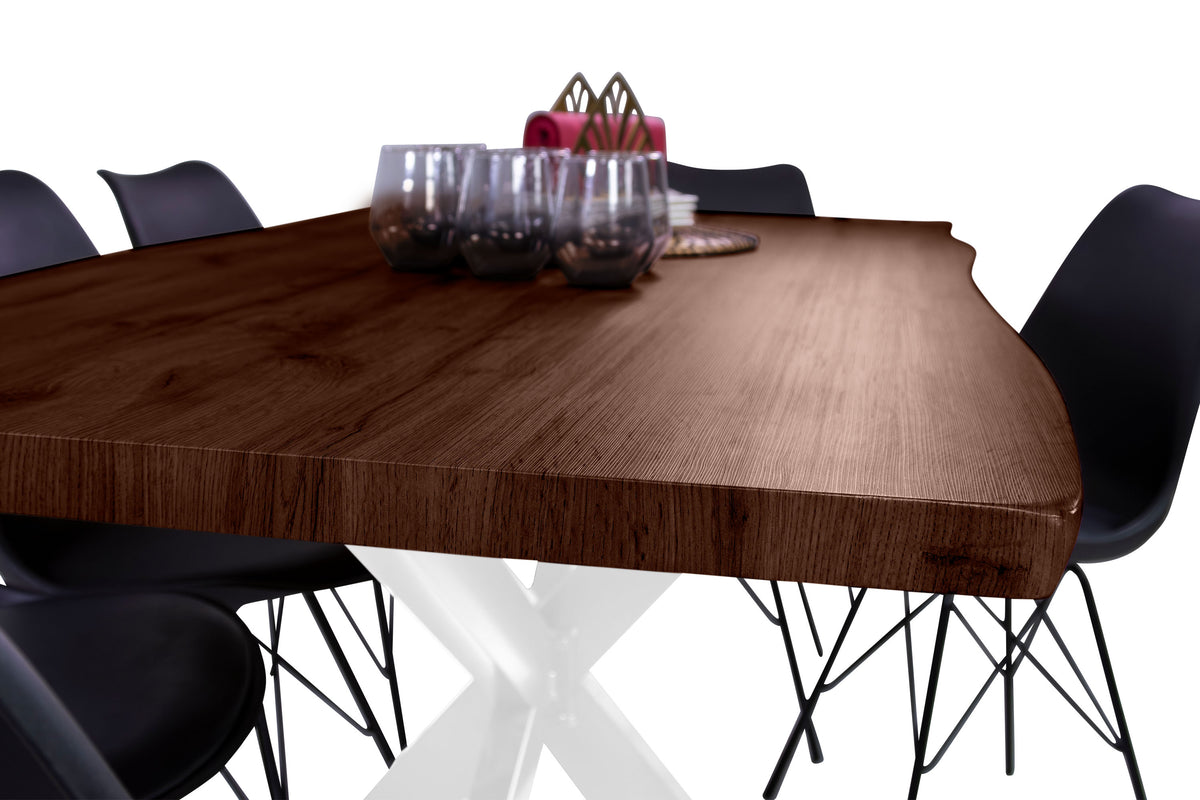 #160x85 #holznussbaum-optik #spider-gestellweiß