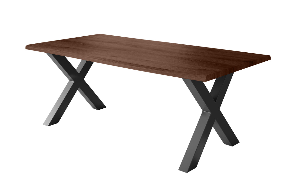 #200x100 #holznussbaum-optik #x-gestellschwarz
