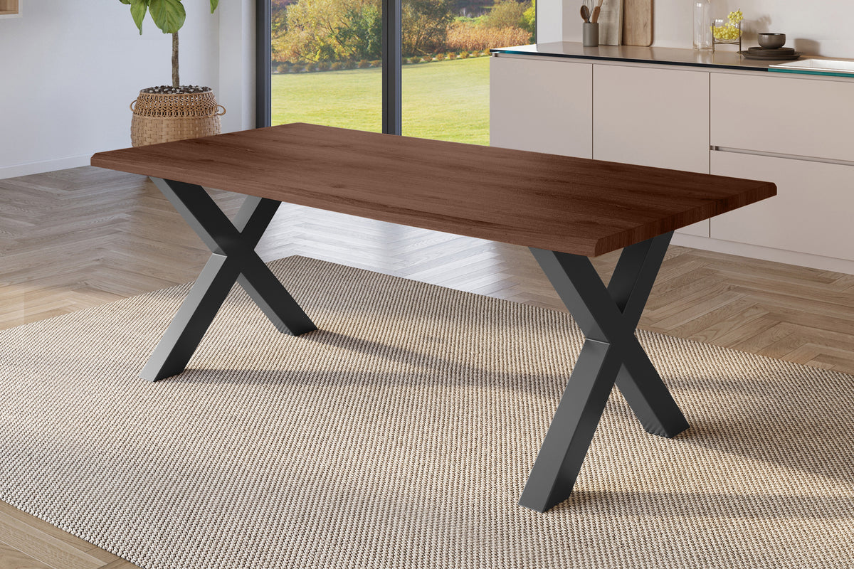 #180x90 #holznussbaum-optik #x-gestellschwarz