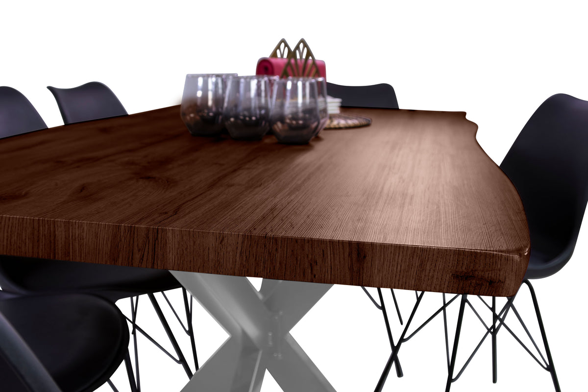 #160x85 #holznussbaum-optik #spider-gestellsilber