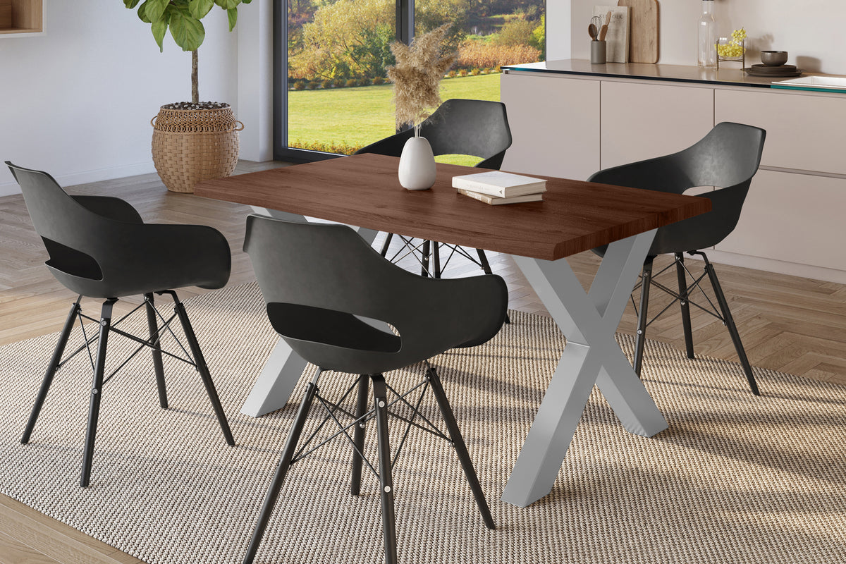 #140x80 #holznussbaum-optik #x-gestellsilber
