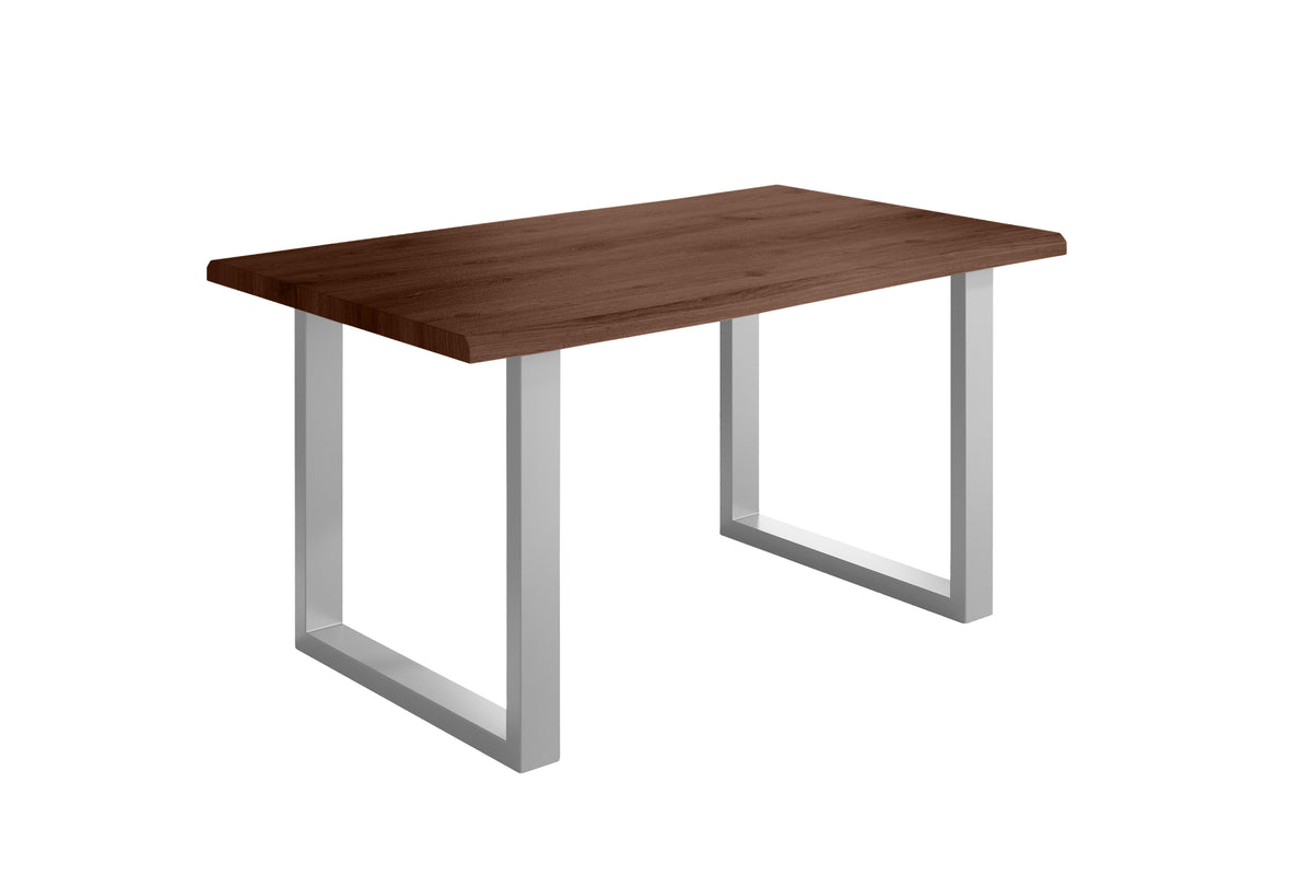 #140x80 #holznussbaum-optik #u-gestellsilber