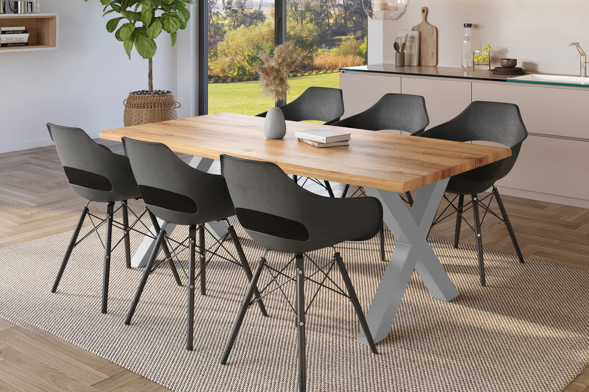 #180x90 #holzwildeiche-optik #x-gestellsilber