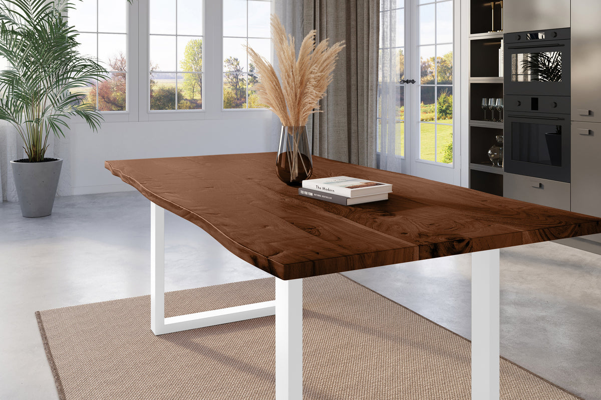 #200x100 #nussbaumfarben #u-gestellweiß