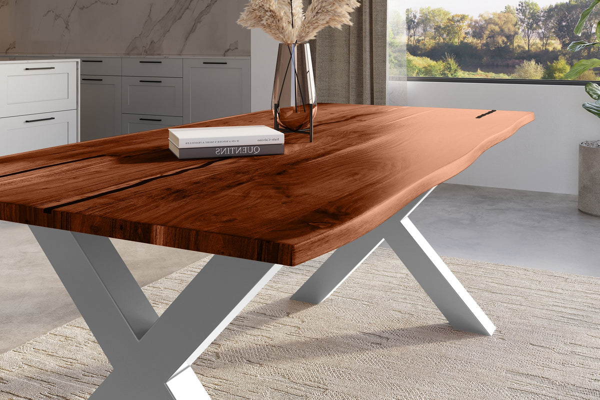 #220x100 #nussbaumfarben #x-gestellsilber