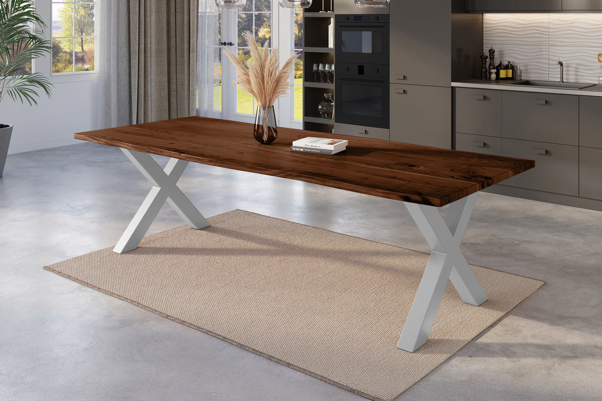 #260x100 #nussbaumfarben #x-gestellsilber