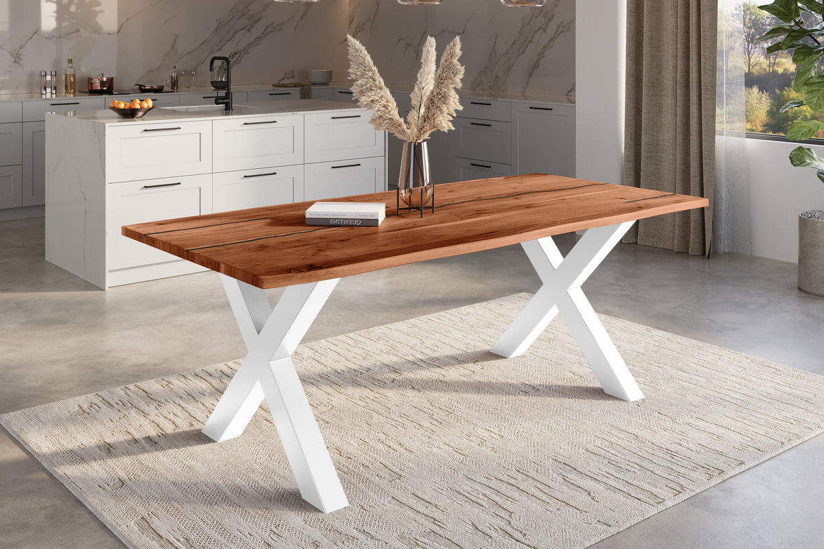 #220x100 #nussbaumfarben #x-gestellweiß