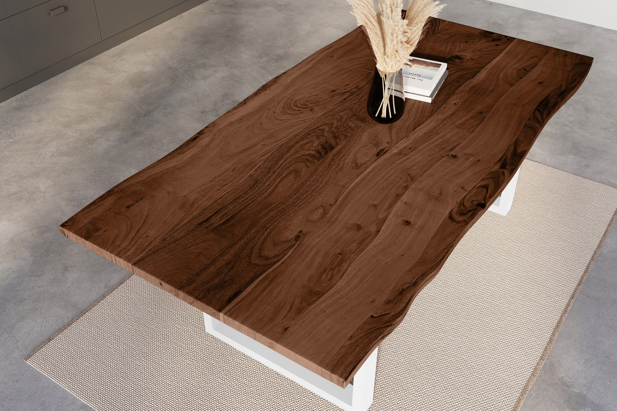 #200x100 #nussbaumfarben #u-gestellweiß