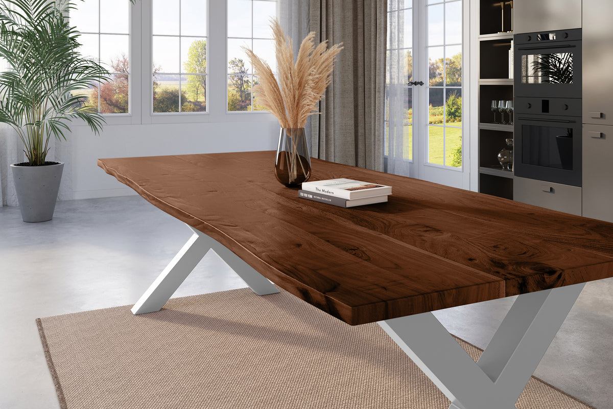 #240x100 #nussbaumfarben #x-gestellsilber