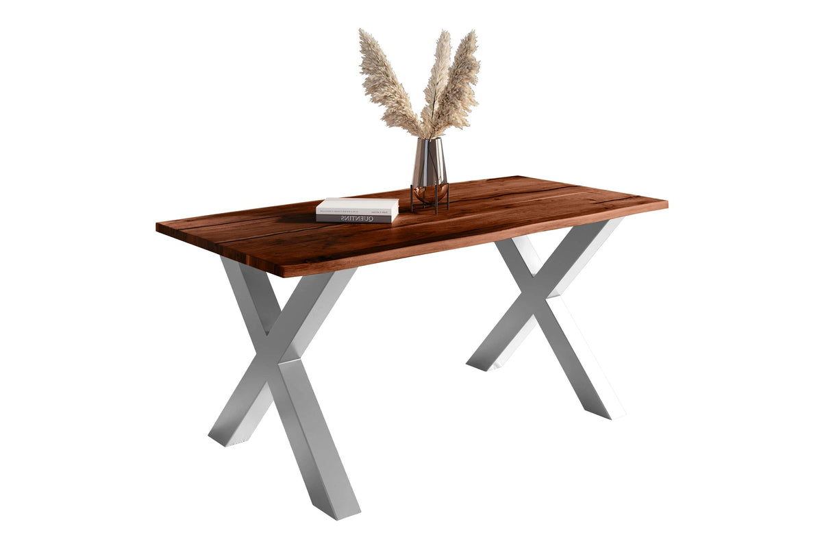 #200x100 #nussbaumfarben #x-gestellsilber