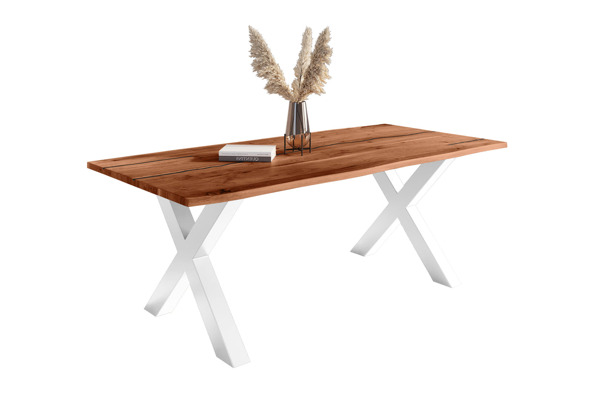 #200x100 #nussbaumfarben #x-gestellweiß