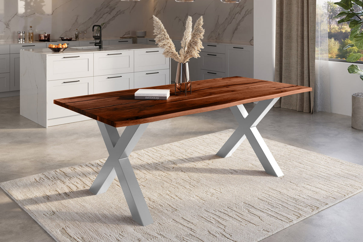 #240x100 #nussbaumfarben #x-gestellsilber