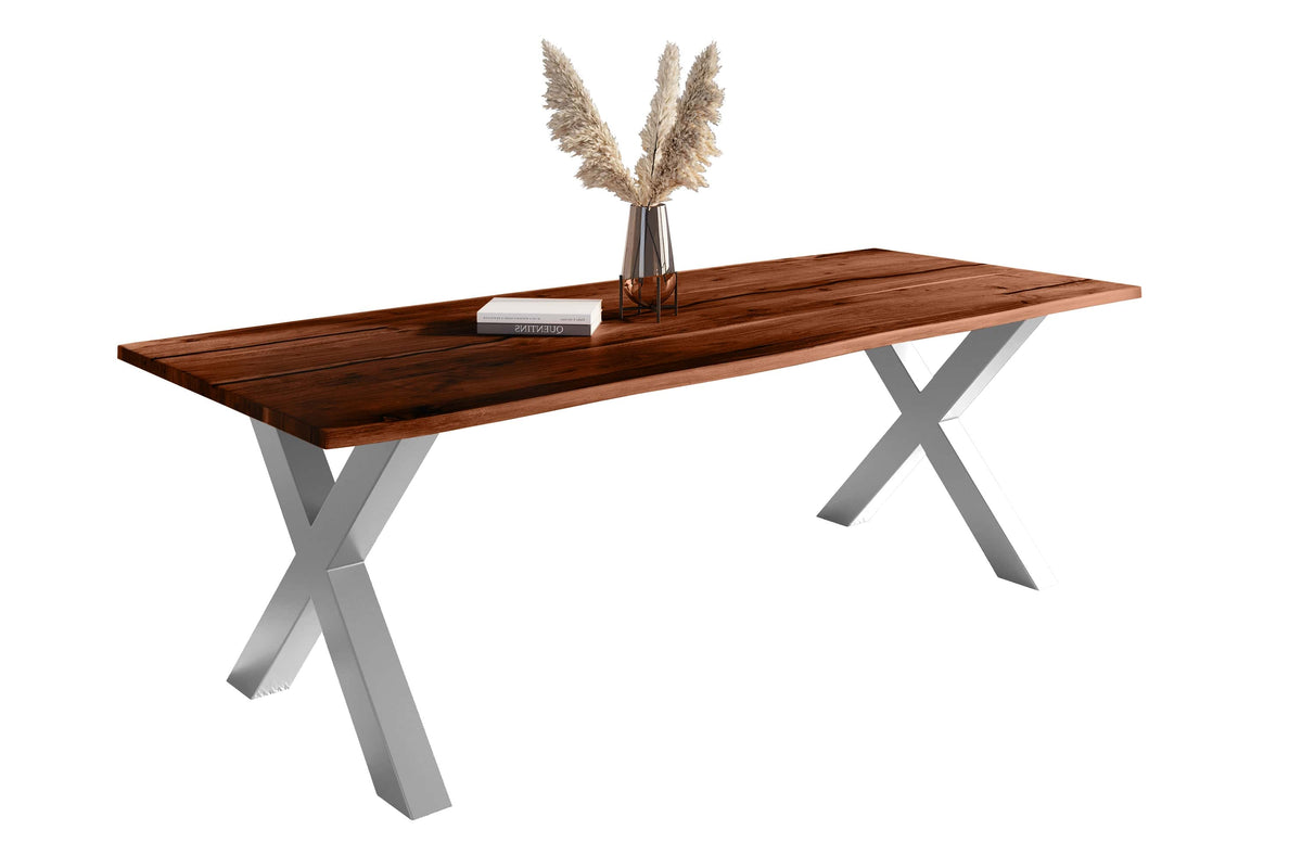 #260x100 #nussbaumfarben #x-gestellsilber