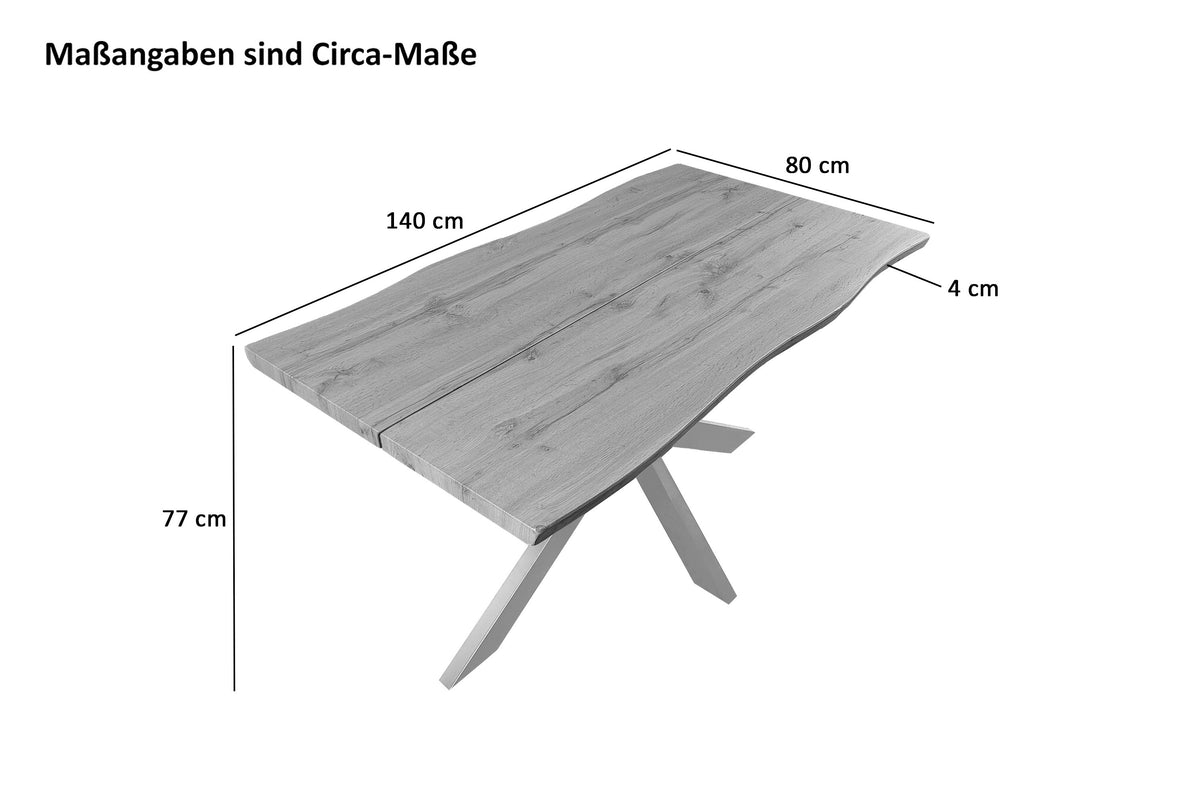#140x80 #eichefarben #spider-gestellsilber