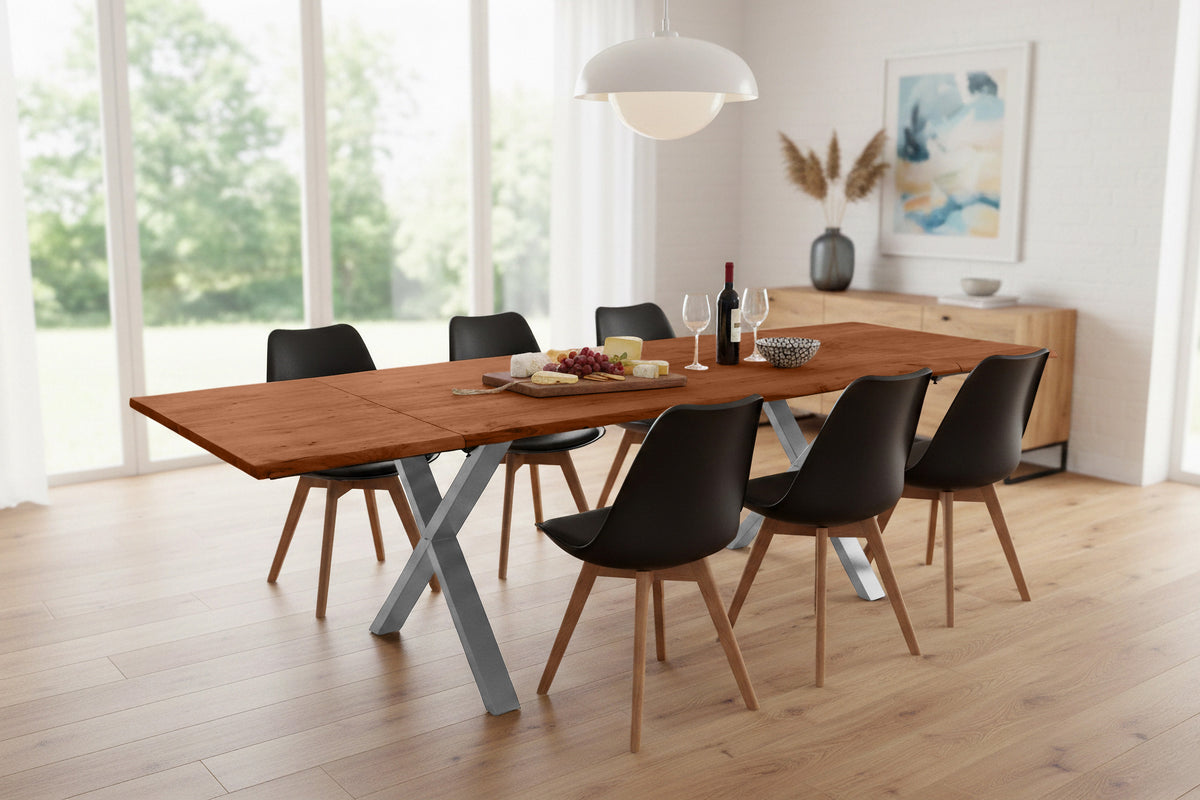 #180x90 #nussbaumfarben #x-gestellsilber