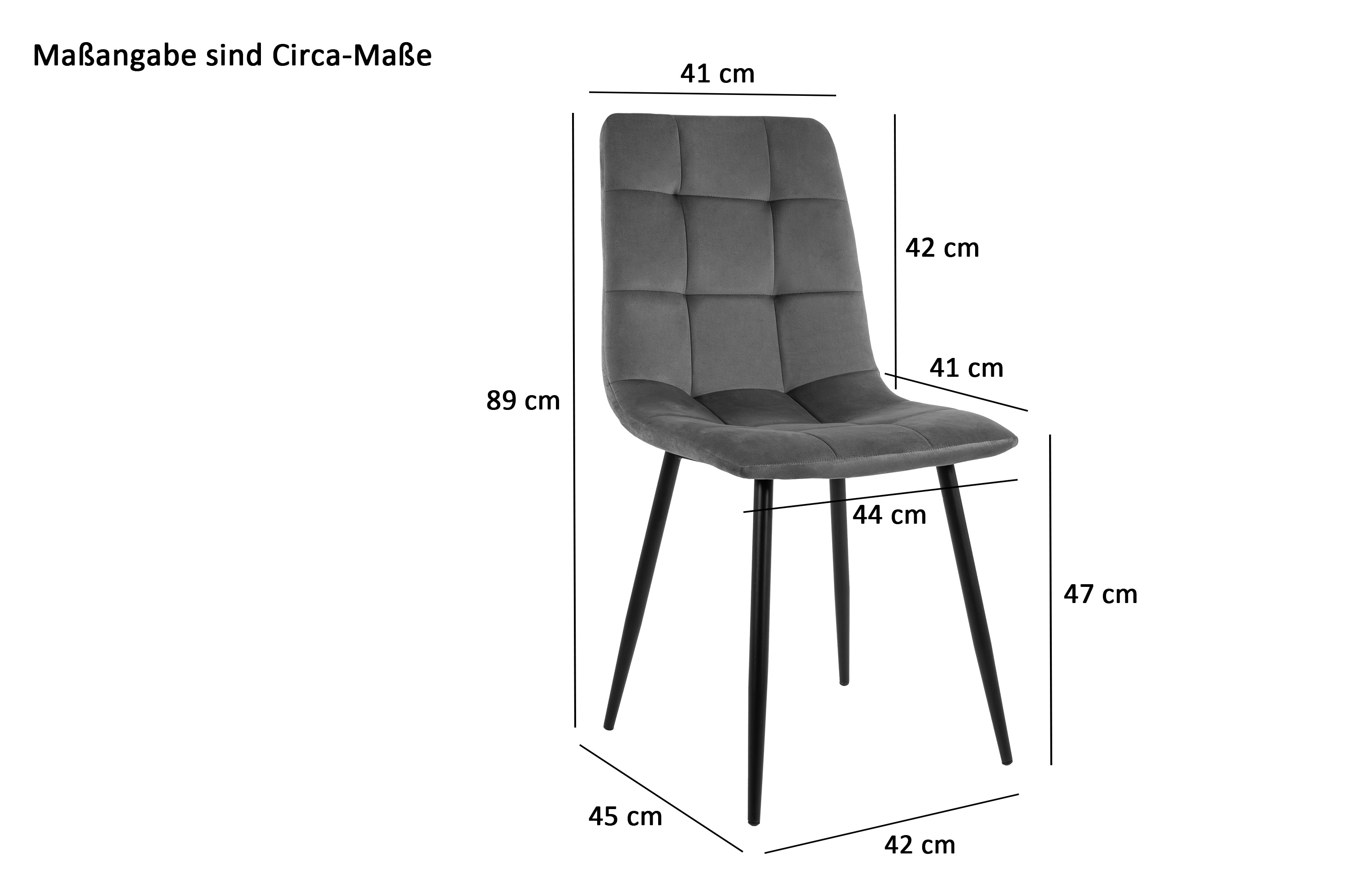 Polsterstuhl Schalenstuhl mit Stoffbezug samt/grau ULLI