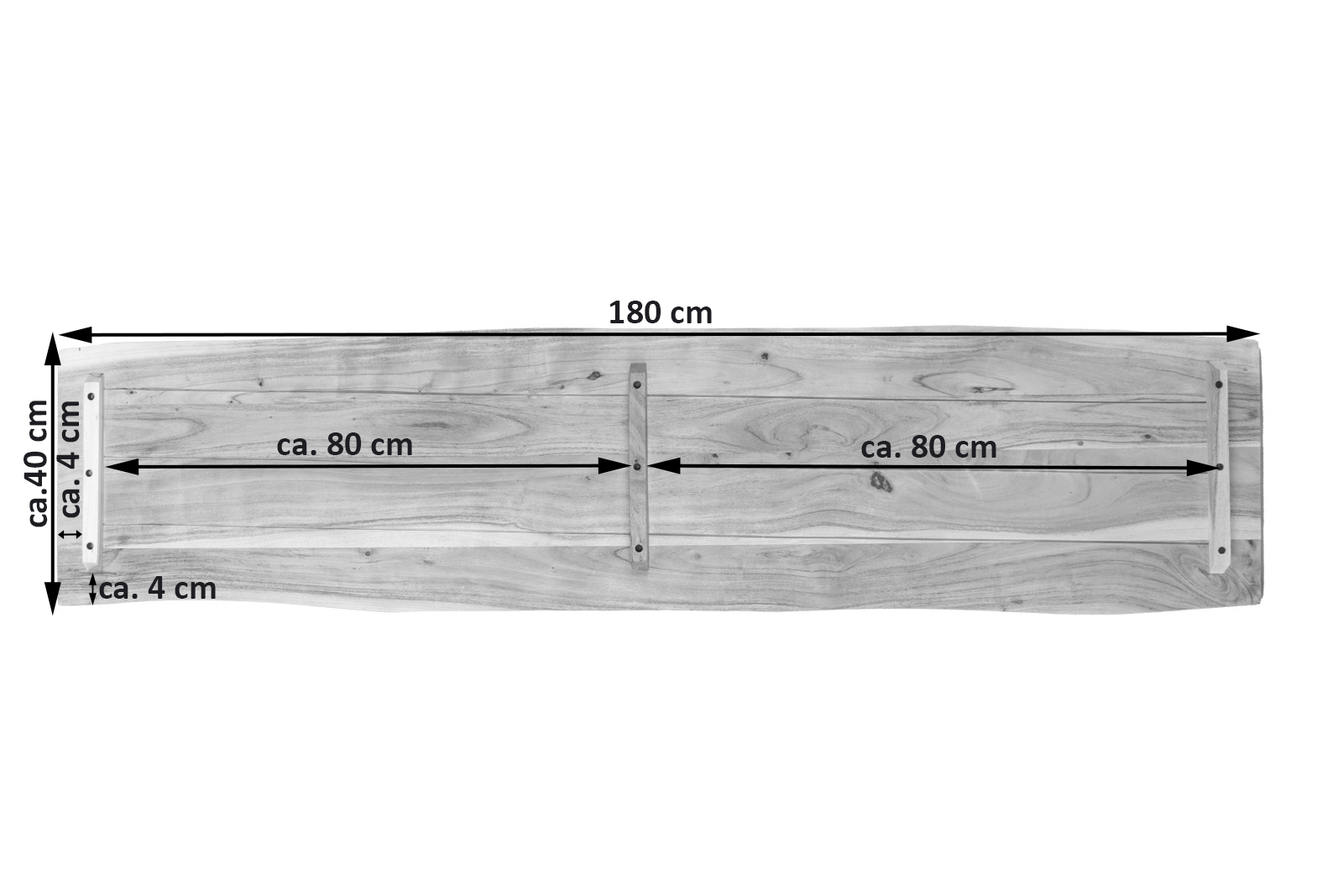  Tischplatte Baumkante Akazie Natur 180 x 40 cm CURTIS