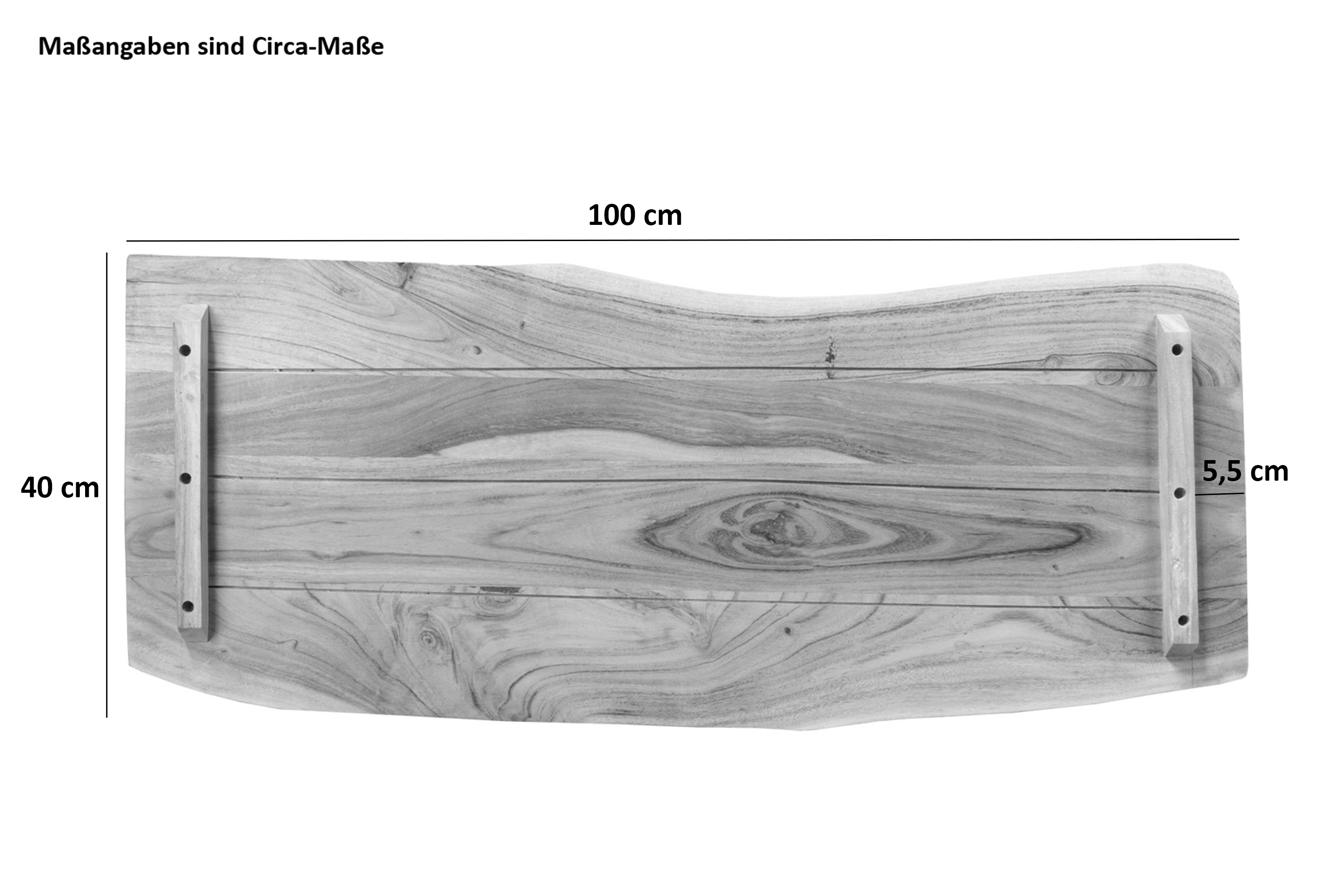  Tischplatte Baumkante Akazie Nuss 100 x 40 cm CURTIS