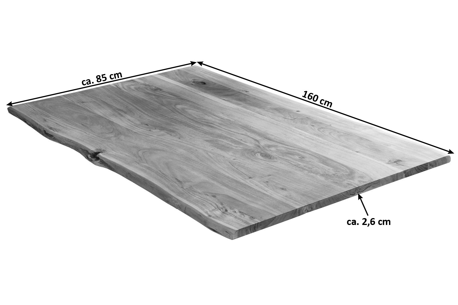  Tischplatte Baumkante Akazie Natur 160 x 85 cm NOAH