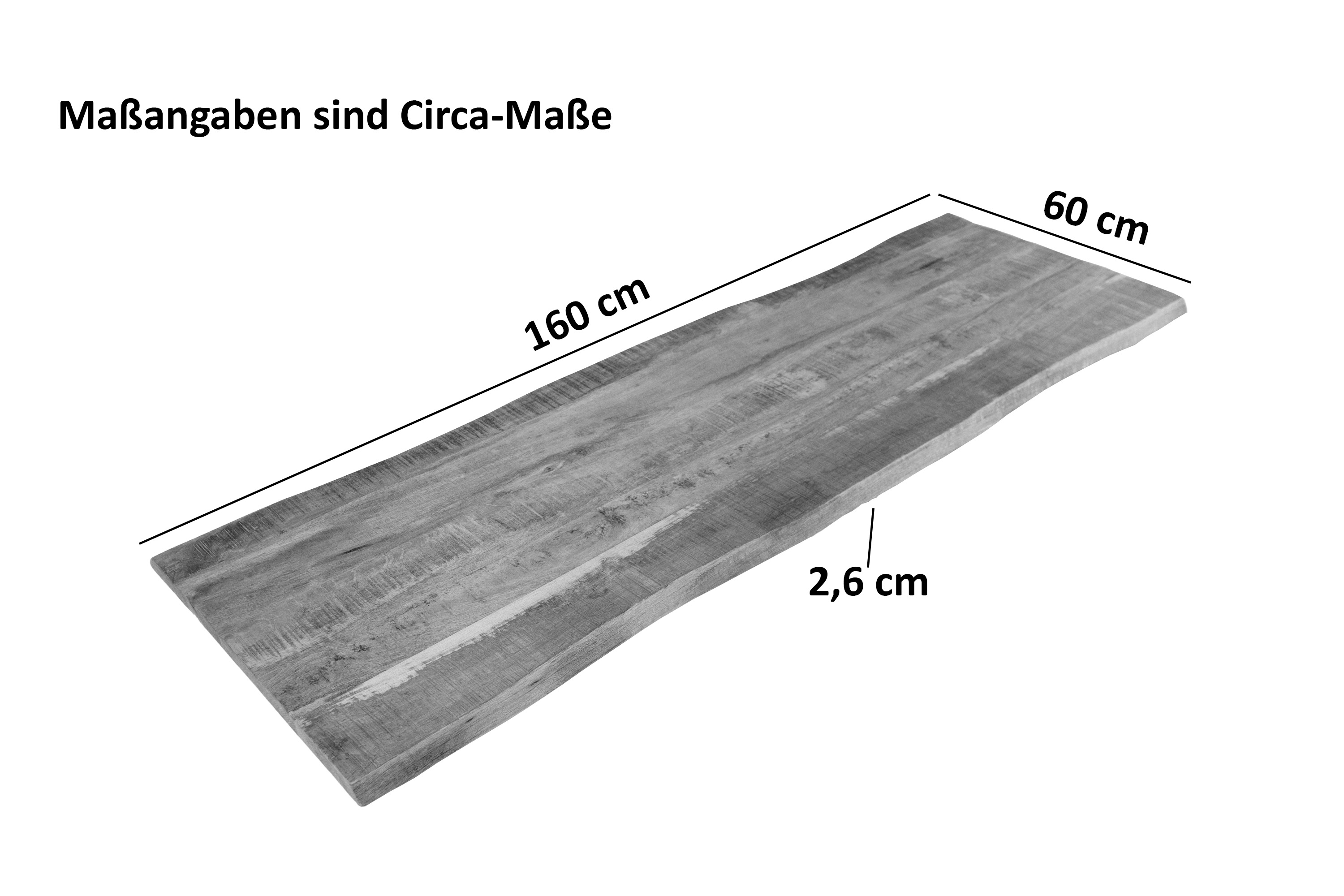 Tischplatte Baumkante Mango rough 160 x 60 cm CURT