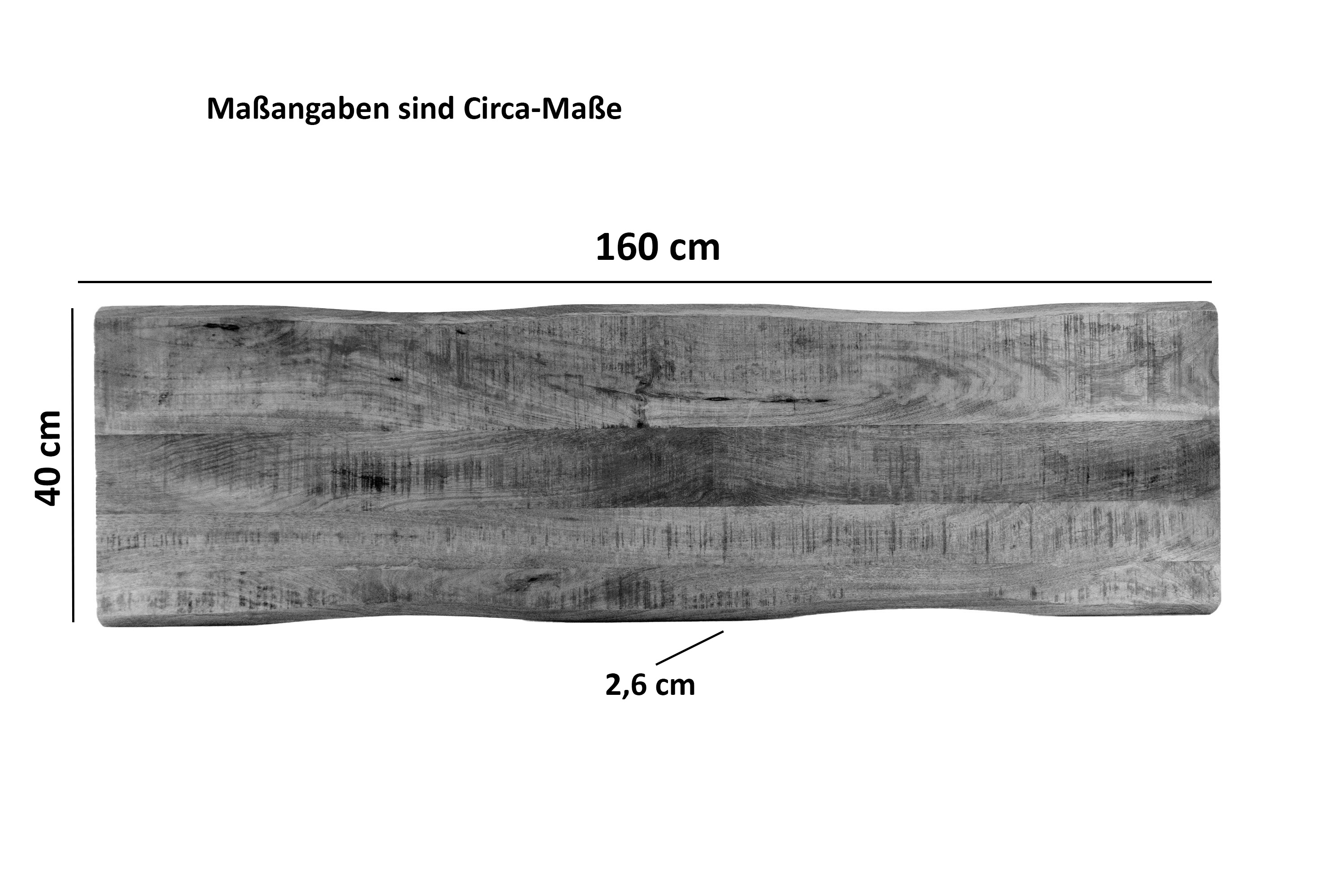 Tischplatte Baumkante Mango massiv 160 x 40 cm CURTIS