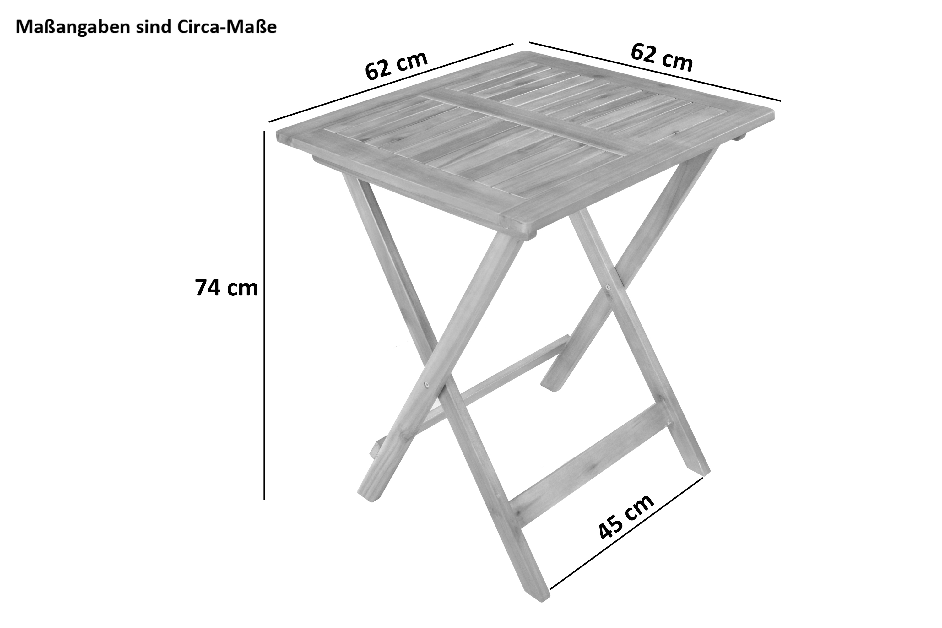 Balkonmöbel Set 3tlg Akazie Klapptisch 62 x 62 cm CAMERON