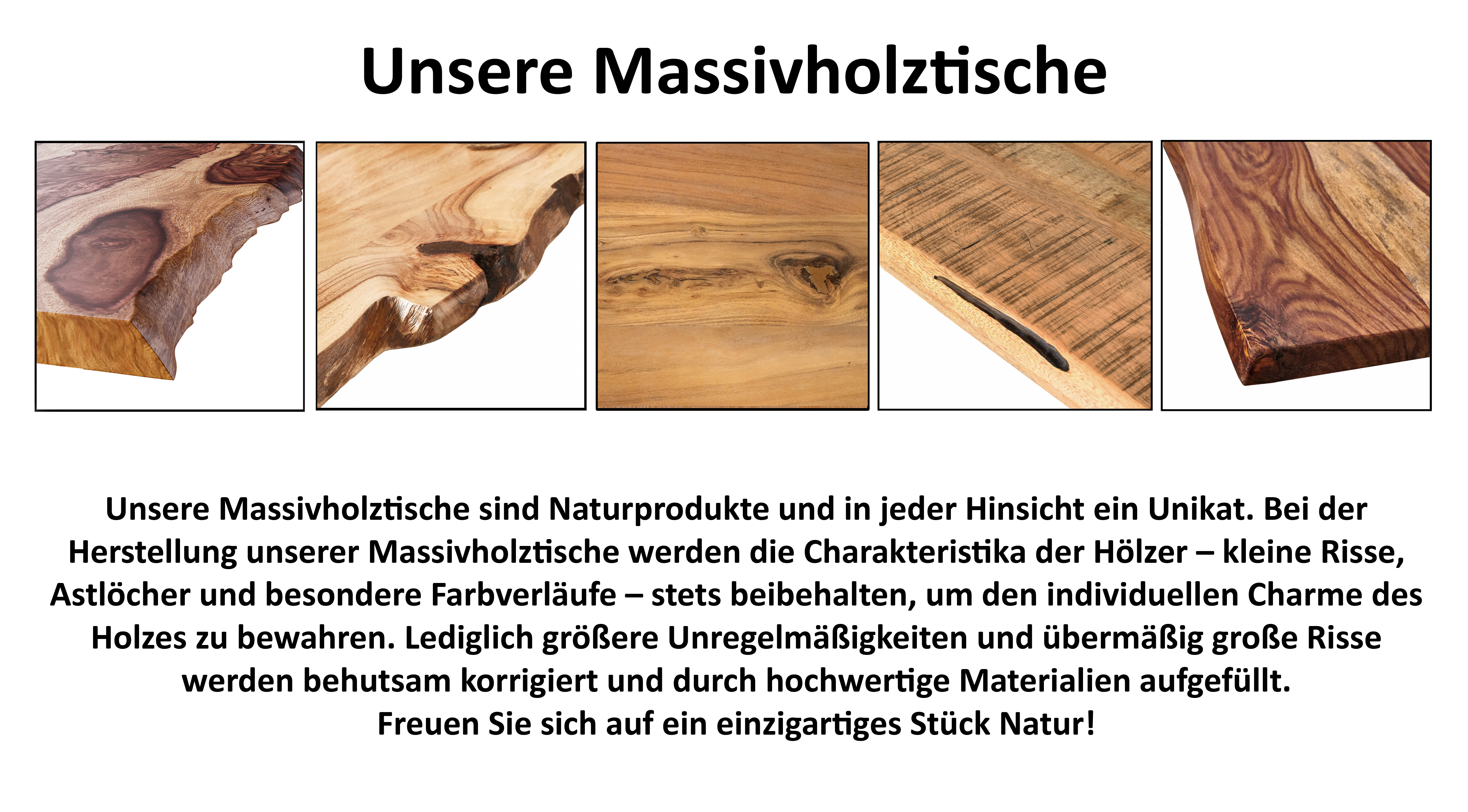 Baumkantentisch Akazie mit schwarzen Resin-Adern naturfarben 280 x 100 cm U-Gestell schwarz POLLY