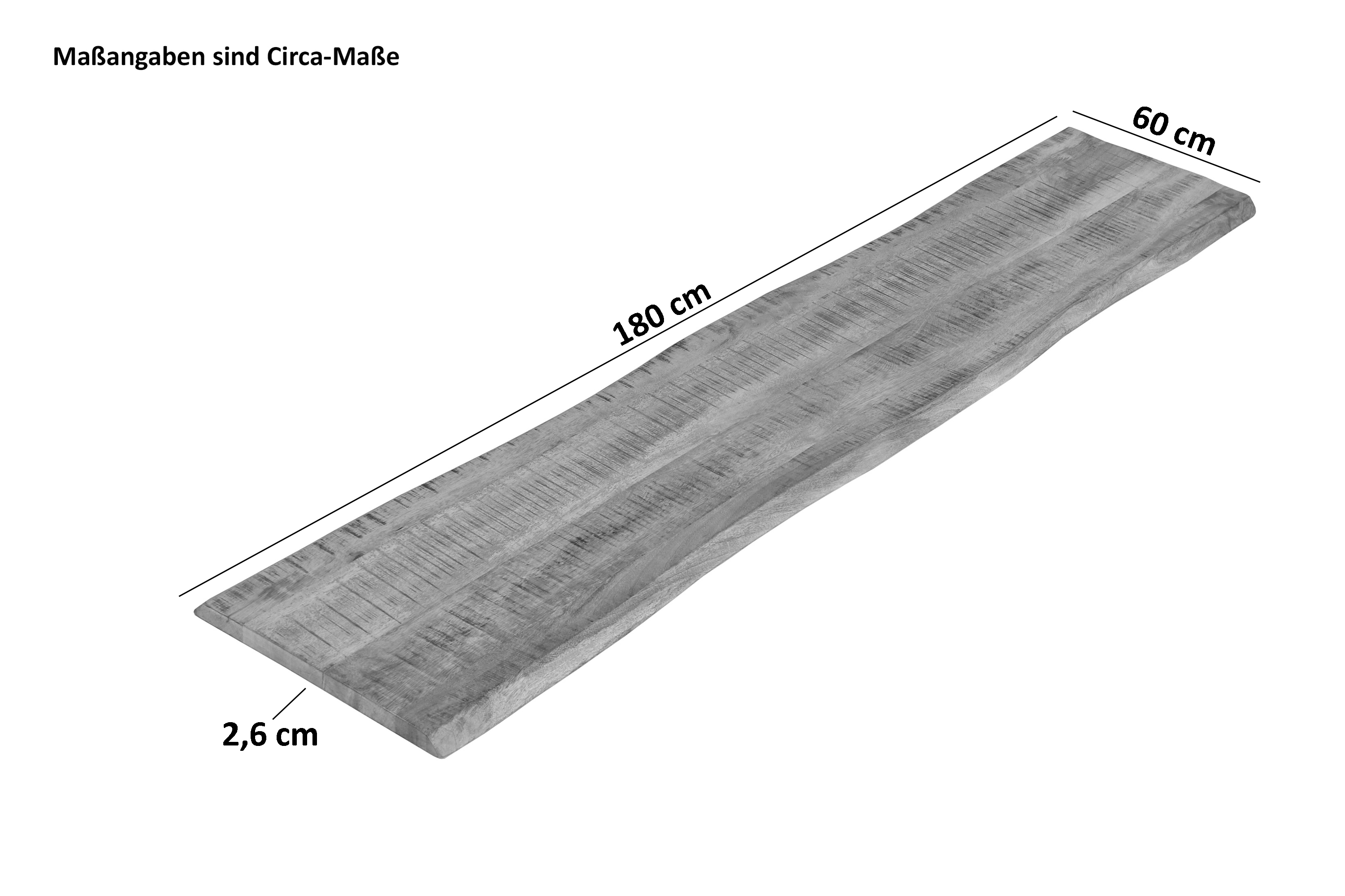  Tischplatte Baumkante Mango rough 180 x 60 cm CURT