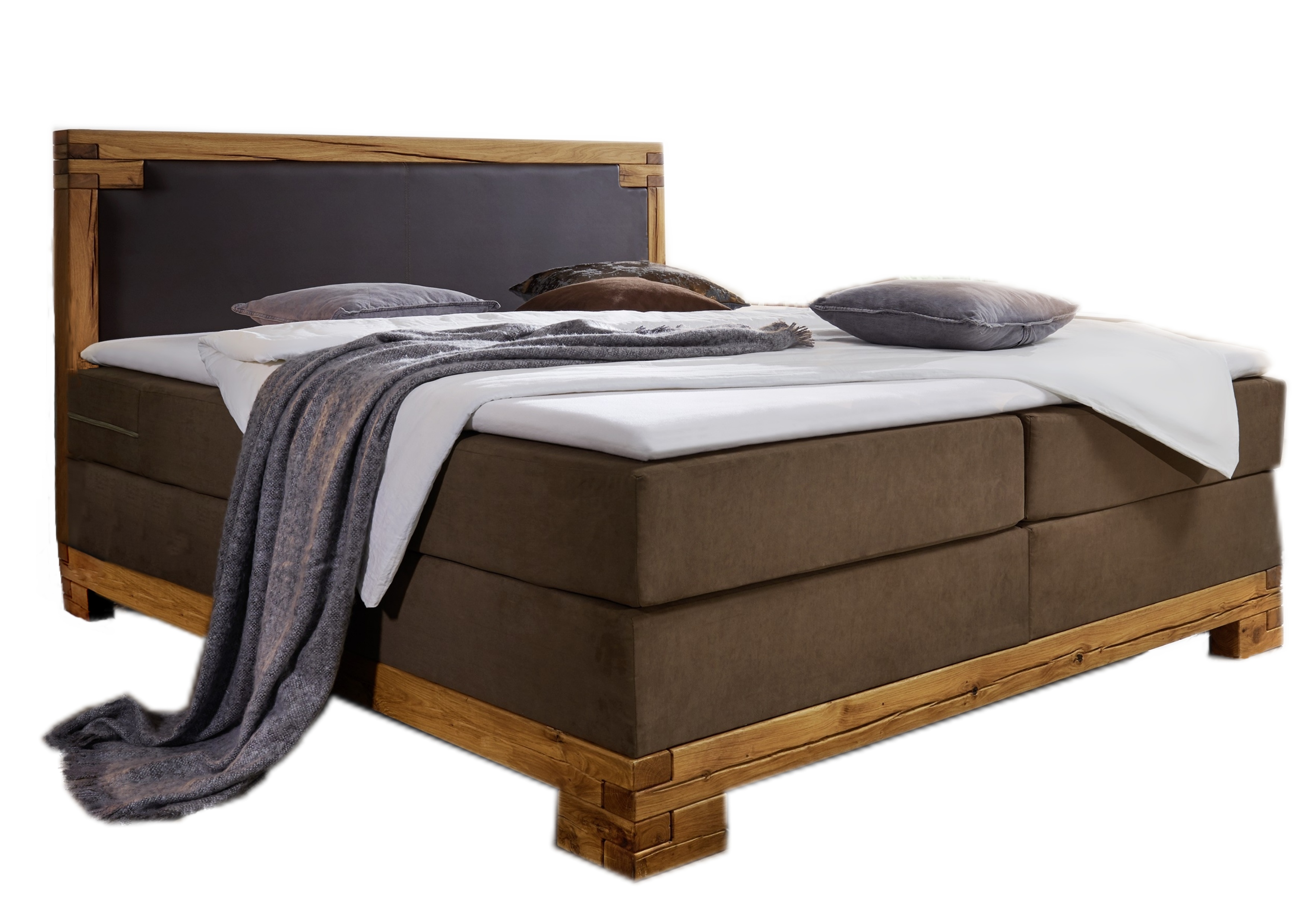 Boxspringbett 180 x 200 cm Stoff- und Kunstlederbezug - ohne Topper! - braun BARRINGTON