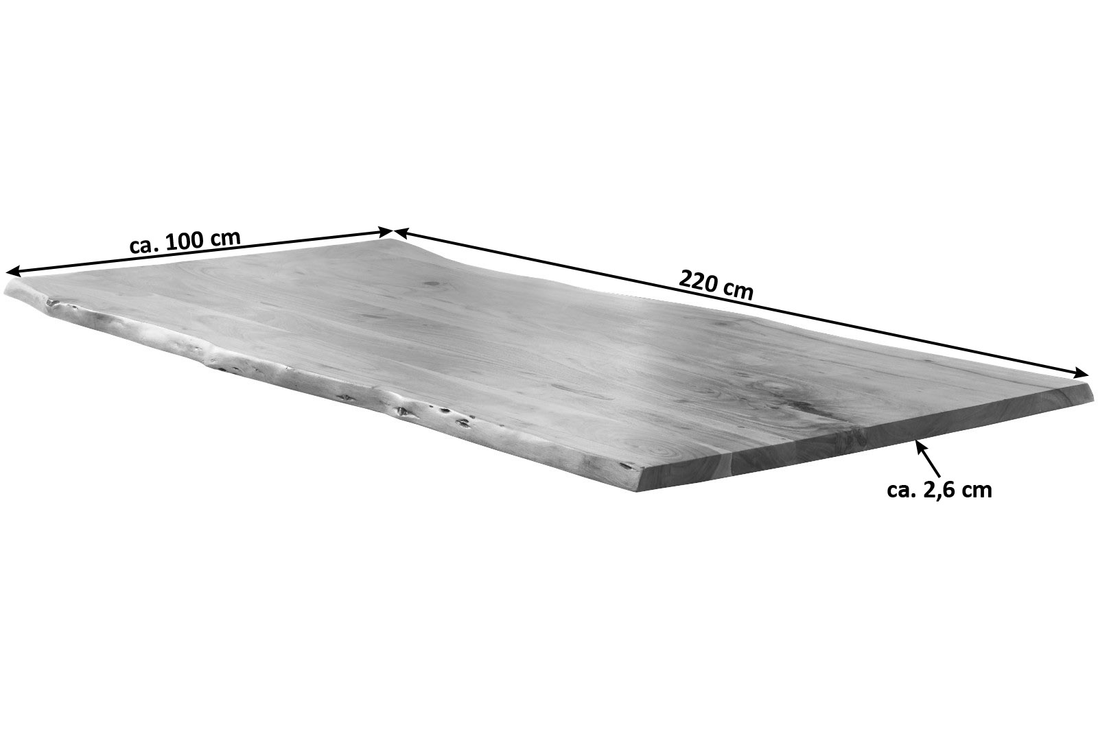  Tischplatte Baumkante Akazie Natur 220 x 100 cm NOAH