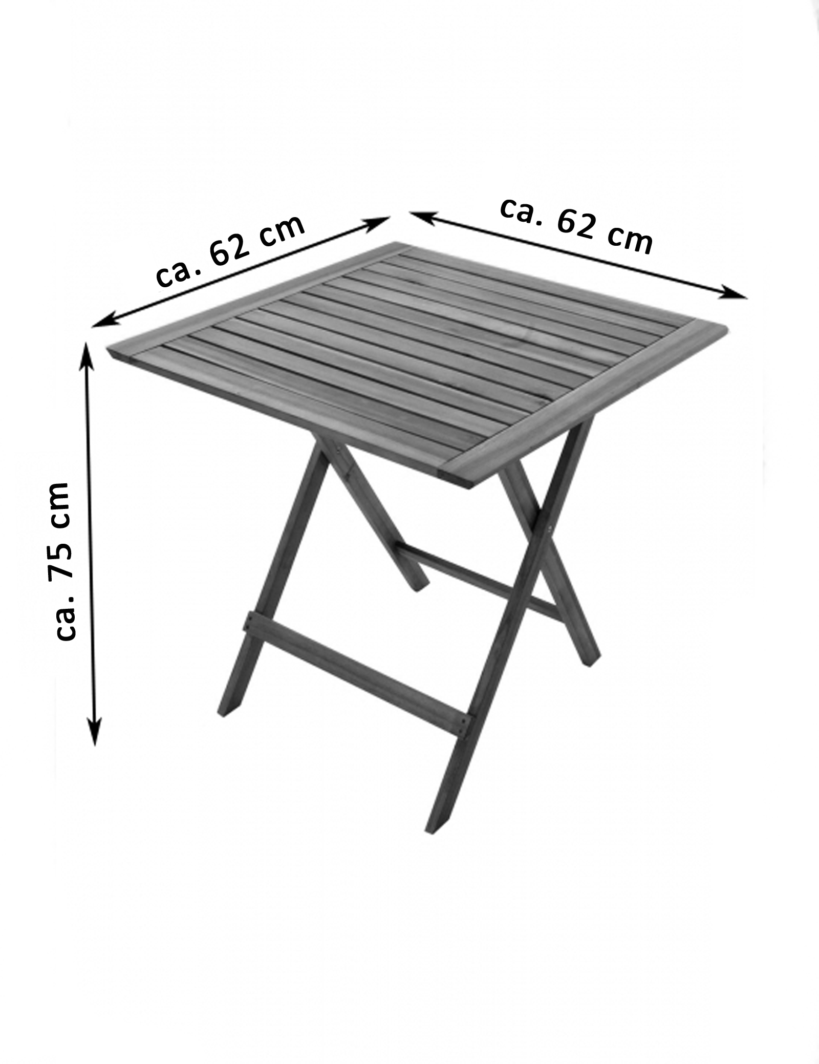  Balkonmöbel Set 3tlg Akazie Klapptisch 60 x 60 cm BLOOM