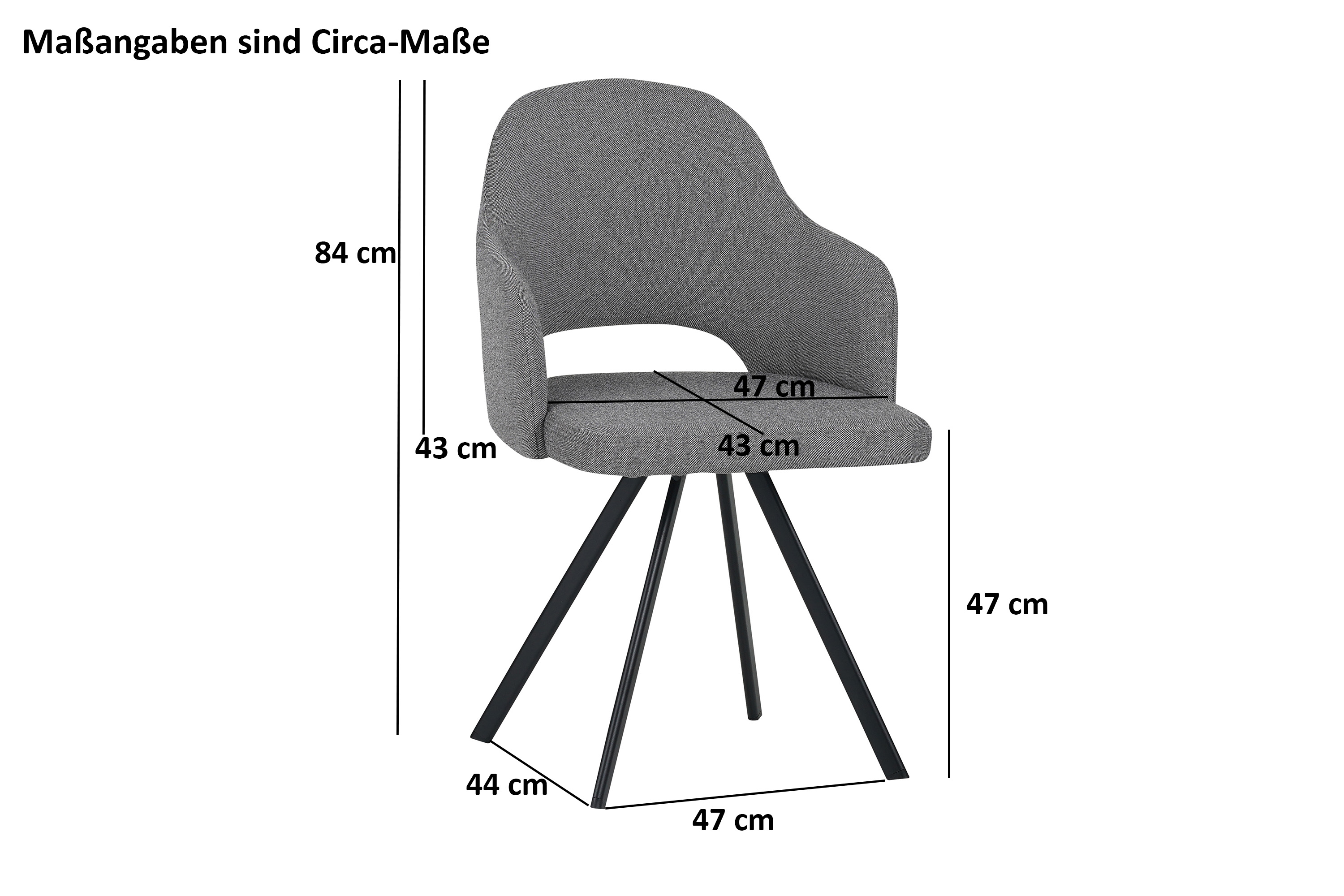 Esszimmer Armlehnstuhl Stoffbezug dunkelgrau JESSI